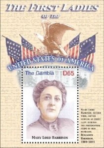 GAMBIA FIRST LADIES OF THE UNITED STATES - MARY LORD HARRISON S/S MNH