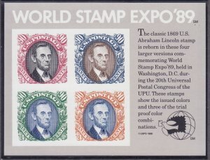 SCOTT  2433  WORLD STAMP EXPO.  90¢ SOUVENIR SHEET OF 4  MNH  SHERWOOD STAMP