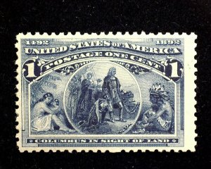 HS&C: Scott #230 Mint 1 Cent Columbian VF LH US Stamp