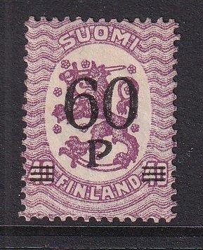 Finland  #124  used  1921  Arms  surcharged   60p on 40p