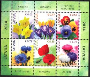 Latvia 2014 Flowers S/S of 6 MNH