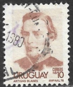 URUGUAY 1976-79 10p Brown ARTIGAS Issue Sc 963 VFU