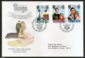 Tonga 1981 Princess Diana Charles King Taufa’ahau Friendship Sc 485-7 FDC #9627