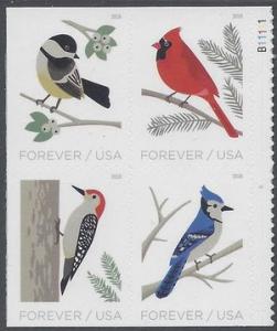 #5317-5320 (50c Forever) Birds in Winter PB/4 2018 Mint NH