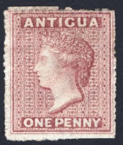 Antigua 1863 1d Rosey Mauve P14-16 WmkStar UP SG 5 Sc 2c LMM/MLH Cat £130($172)