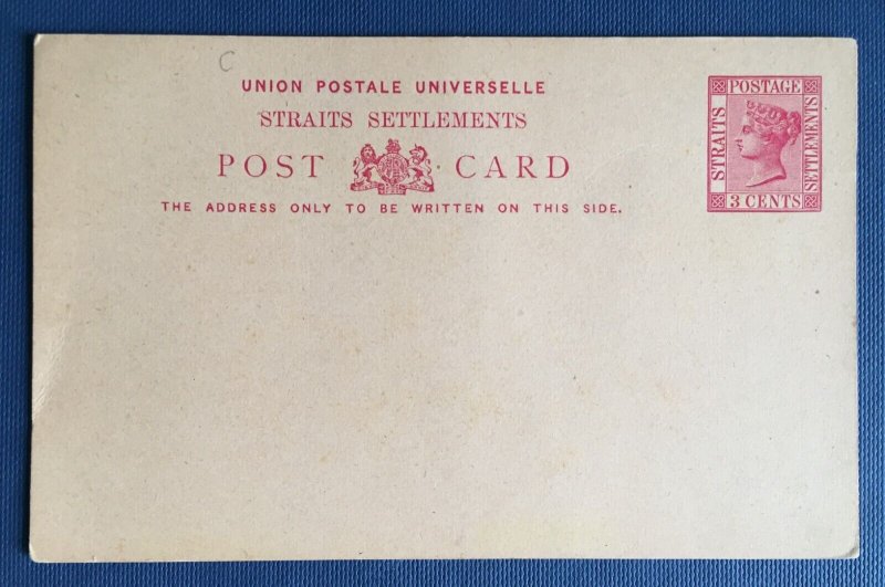 MALAYA STRAITS SETTLEMENTS QV UPU POST CARD 3c Unused ISC#P5 M4993