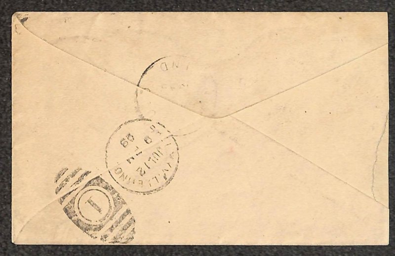 267 STAMP SPANISH AMERICAN WAR CHICKAMAUGA GEORGIA TO INDIANA COVER 1898