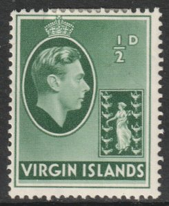 Virgin Islands BVI Scott 76 - SG110a, 1938 George VI 1/2d MH*