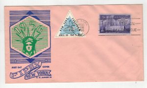 1956 FIPEX PHILATELIC EXHIBITION 1076 C GEORGE JR 3rd + TRIANGLE LABEL PINK ENV