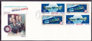 US 1975 First Day Cover Apollo/ Soyuz Block of 4 w/ Kennedy Space Center CDS