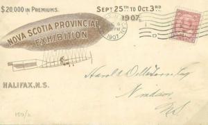 Y117a 1907 CANADA PIONEER AVIATION*Halifax Exhibition* BALLOON VIGNETTE Cover NS