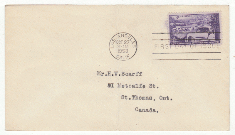 USA First Day Cover # 1025 - US Trucking Industry 50th Anniversary