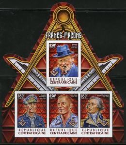 CENTRAL AFRICA 2017  FAMOUS MASONS WINSTON CHURCHILL,GEO WASHINGTON IMP SHT MINT