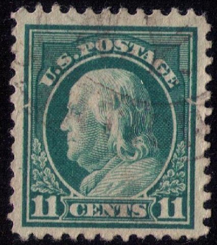 US Sc 511 Used 11c Franklin 11c Green Lightly Cancelled  VF