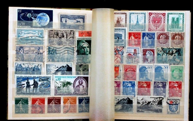 France Stamp Collection Lot of 146 MNH, MH & Used in Vintage Stock Book