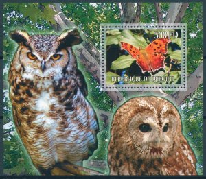 Owls & Butterflies Stamps 2007 MNH Butterfly Owl Birds of Prey 1v S/S II