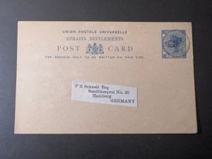 Postal Stationery British Straits Settlements Postcard Cover to Hamburg Germany