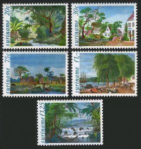 Surinam 583-587,586a,MNH. Mi 957-961,Bl.31. Paintings by Benoit: Landscapes.1981