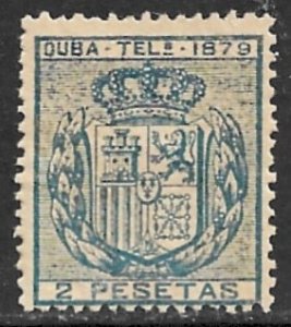 CUBA 1879 2p Blue ARMS Telegraph Stamp His. T53 MH