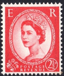 Great Britain #357d 2½d Queen Elizabeth II: Graphite Lines Single (1959) MNH