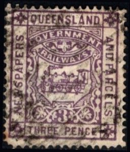 1901 Great Britain Queensland Government Railways 3 Pence Parcel Stamp