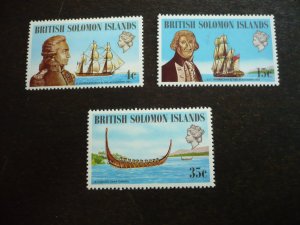 Stamps-Solomon Islands-Scott#250,252-253- Mint Never Hinged Part Set of 3 Stamps