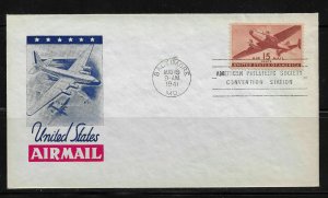 US 1941 Air mail 15c Cachet Cover ,Very Fine !!