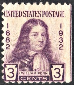 SC#724 3¢ William Penn (1932) MNH