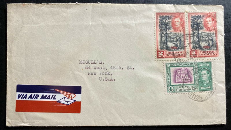1946 Belize British Honduras Airmail Cover To New York Usa