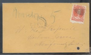 ?RARE 10c single use to NEWFOUNDLAND NFLD from Nova Scotia cover PB