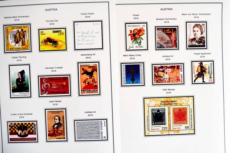 COLOR PRINTED AUSTRIA 2011-2020 STAMP ALBUM PAGES (101 illustrated pages)