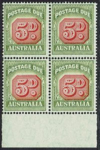 AUSTRALIA 1946 POSTAGE DUE 5D BLOCK MNH ** WMK C OF A