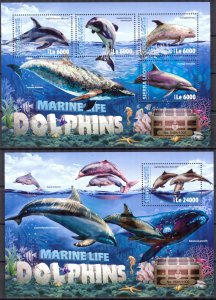 Sierra Leone 2016 Marine Life Dolphins (3) Sheet + S/S MNH