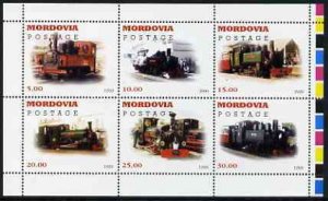MORDOVIA - 1999 - Steam Locos #2 - Perf 6v Sheet-Mint Never Hinged-Private Issue