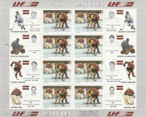 Latvia  Scott#  505  MNH  Full Sheet  (2000 Ice Hockey)