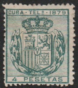 1879 Cuba Stamps E 48a Telegraphs 4 Pesetas Spain Shield  NEW