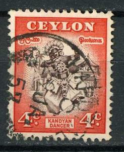 Ceylon 1950 - scott 307 used - 4c, Kandyan Dancer 