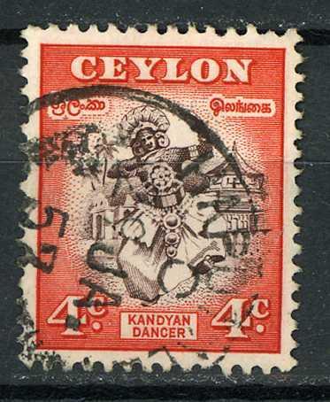 Ceylon 1950 - scott 307 used - 4c, Kandyan Dancer 