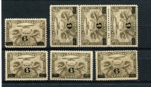 Canada #C3 (C757) (7) comp O/P 6¢ on 5¢ brown olive, MNH, F-VF, CV$140.00