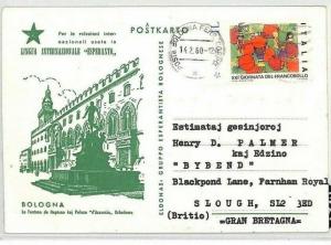 Italy *ESPERANTO* Trans Limoj BOLOGNA Postcard Farnham Royal 1980 CE249