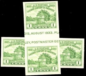 US #766a 1c Century, Vert and Horz gutter pairs, SUPERB NH, no gum as issued,...