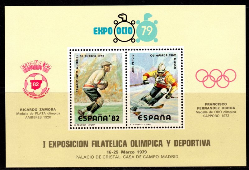 Spain 1979 WORLD CUP SPAIN'82/MOSCOW OLYMPICS EXPO 79 Souvenir Sheet MNH