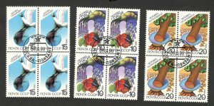 RUSSIA-SOVIET UNION-USED BLOCK OF 4 STAMPS, Environment/Flower/Bird/Trees -1990.