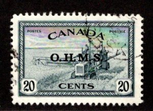 O8, Scott, 20c Combine, Overprinted O.H.M.S., Used, light partial SASK CDS