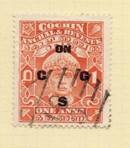 India Cochin 1933-34 Early Issue Fine Used 1a. Optd 200482