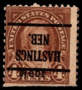 1929 US Scott #- 673 4 Cent Washington Nebraska Ovp't. Precancel Hasting...