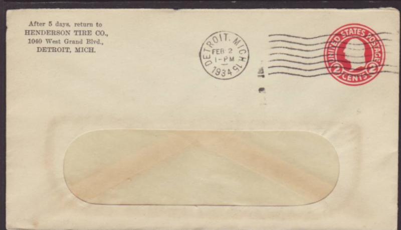 Henderson Tire Co,Detroit,MI 1934 Cover