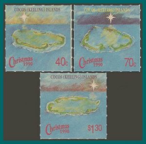 Cocos  1990 Christmas, MNH  #222-224,SG231-SG233