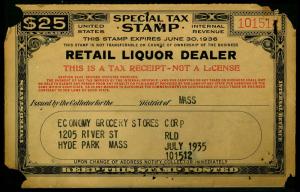 U.S. REV. STAX -RET. LIQ. DEALER FYE 1936  Used (ID # 61826)- L