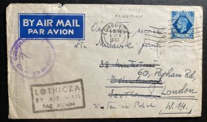 1943 Polish Field POst Office In England OAS Airmail Cover To London